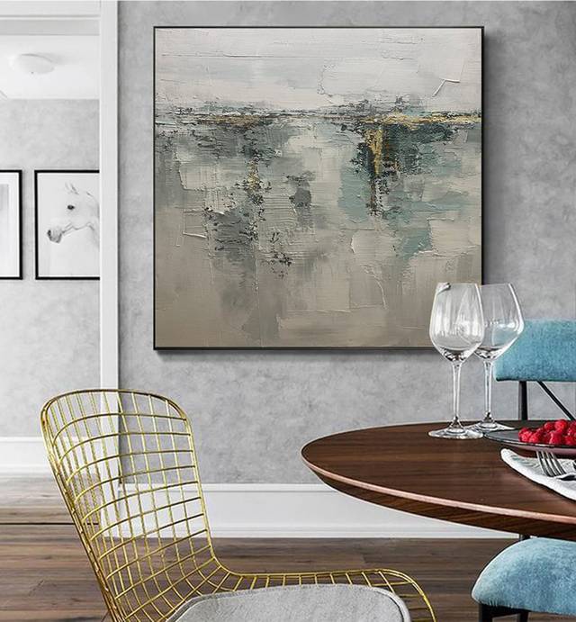 Modern Abstract Gray Golden Abstract Canvas Wall Art IV18W wall art